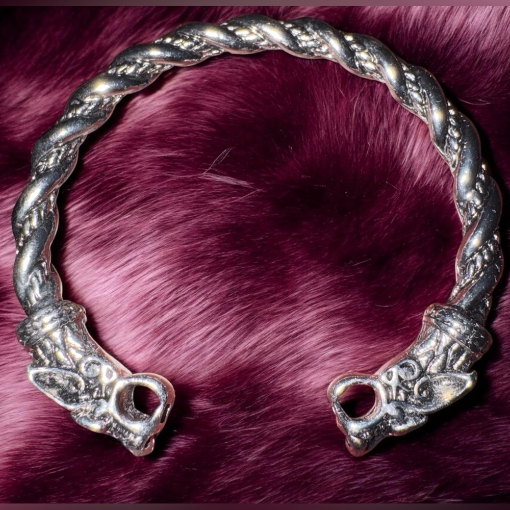 SILVER VIKING WOLF BRACELET SILVER ARM BAND CUFF BANGLE